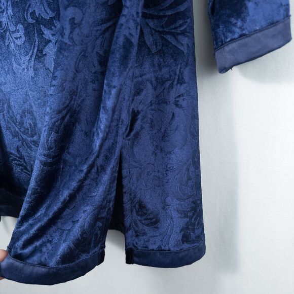 Avon Embossed Velvet 3/4 Sleeve Tunic Top Womens Large Blue Elegant Whimsigoth - Picture 10 of 14